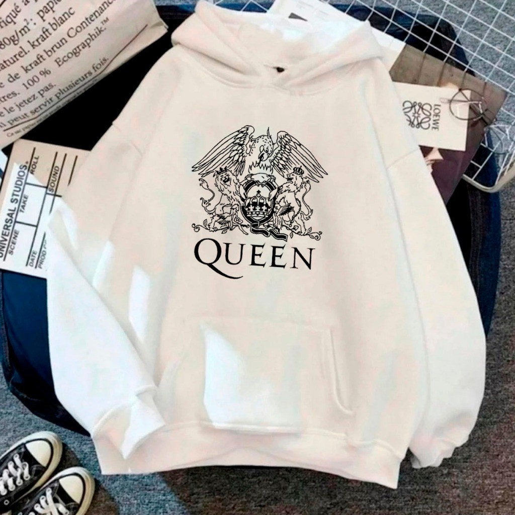 Moletom Canguru Algodão Blusa Inverno Casaco Confortável Premium Queen Rock Metal Musica