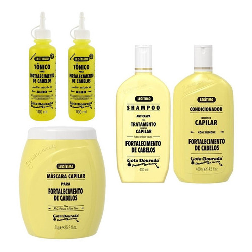 Kit Shampoo Fortalecimento Capilar Gota Dourada Com 5 Itens