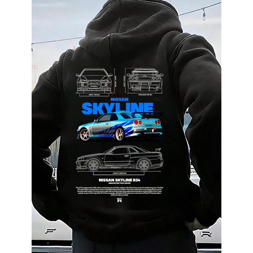 Moletom Casaco De Frio Carro Corrida Luxo Skyline Gtr R34 Algodao Premium 30.1 Lancamento
