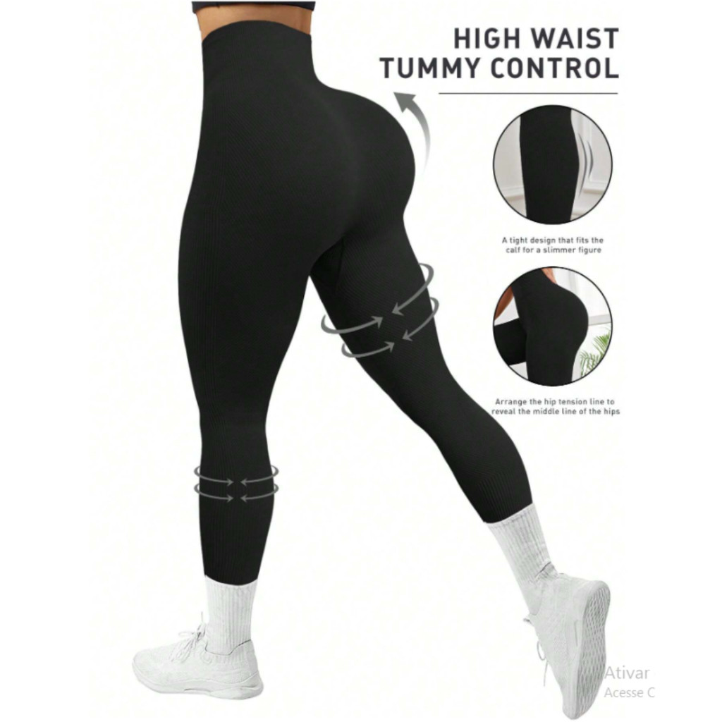 Calça Legging Feminina Academia Esportiva Fitness Cintura Alta Levanta Bumbum Zero Transparência