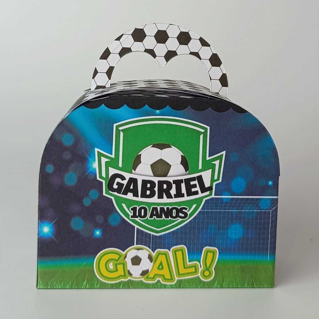 Kit Lembrancinhas  Festa Personalizada Caixinha Maletinha Redonda PEGUE E MONTE Futebol Menino Bola