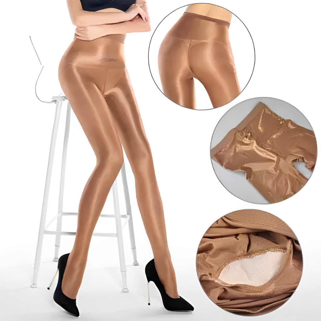 Meia Calça Feminina 70D Anticelulite Bronzeado Brilhante Tamanho Único