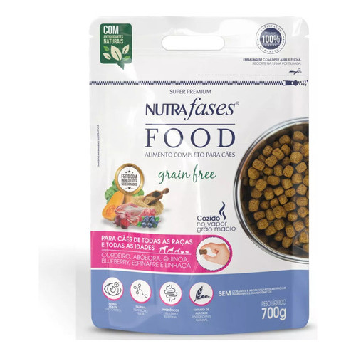 Ração Macia Saborosa Nutrafases Food Grain Free 700 G