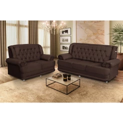 Conjunto de Sofá 2,00 x 1,50m 3 E 2 Lugares Suede Filadélfia Marrom Café