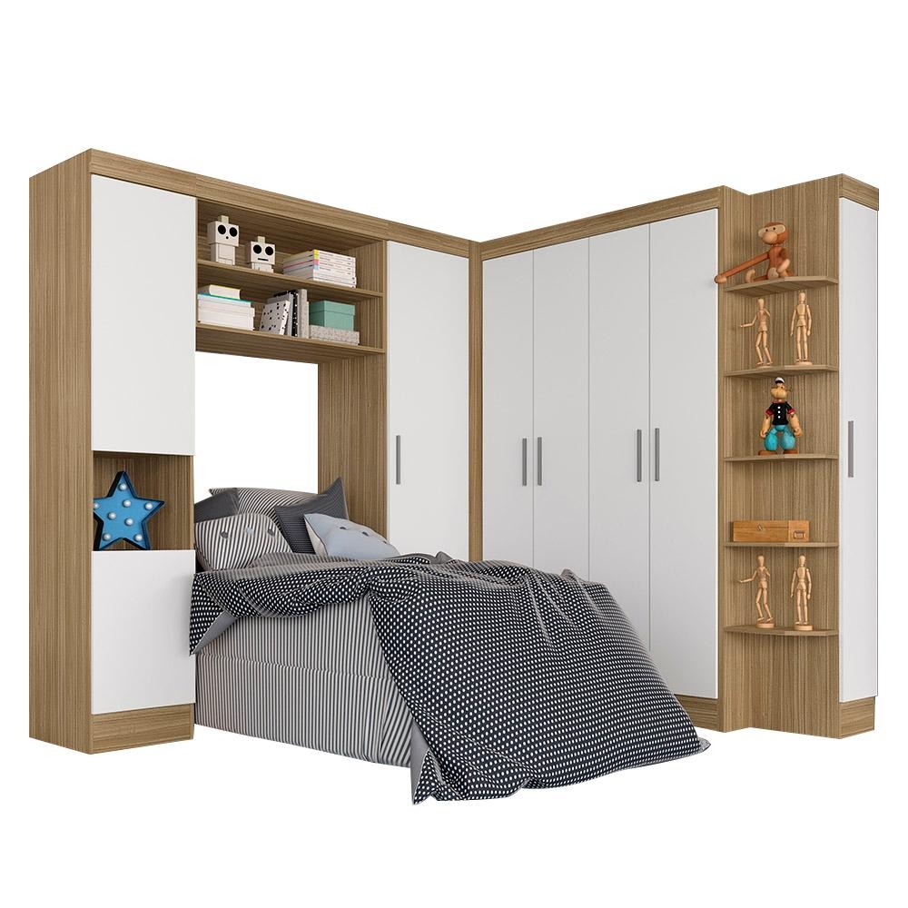 Guarda Roupa Modulado Solteiro Andrea Boreal/branco - Móveis Arapongas em Oferta na Shopee