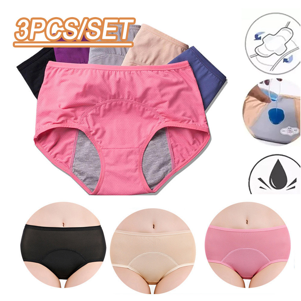 3 Pcs De Calcinhas Absorventes De Algodão Para Mulheres Com Incontinência Urinária Menstrual E Pós-parto em Oferta na Shopee