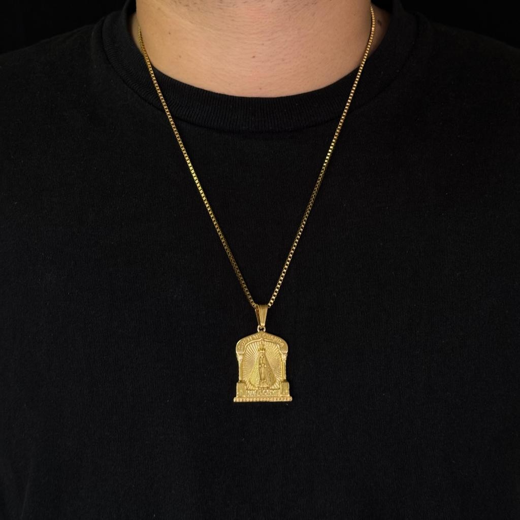 Corrente Veneziana Quem me Guarda Não Dorme Nossa Senhora Banhados a ouro 18k Cordão Veneziana