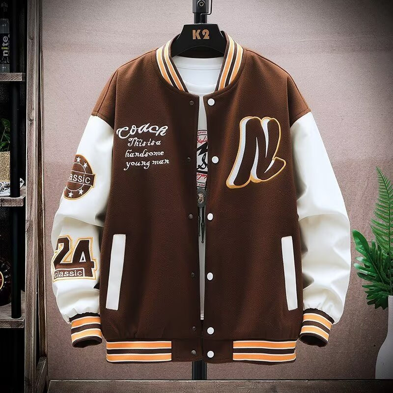 2024 Primavera Outono Jaqueta Masculina Fofa INS Moda de Rua Estilo Hong Kong Estilo Japonês Harajuku IP93