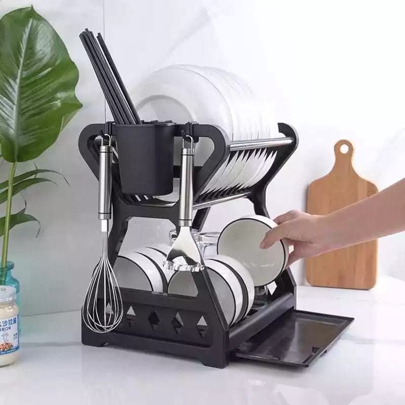 Escorredor de pratos de cozinha removível para pratos e talheres de plástico Top Home