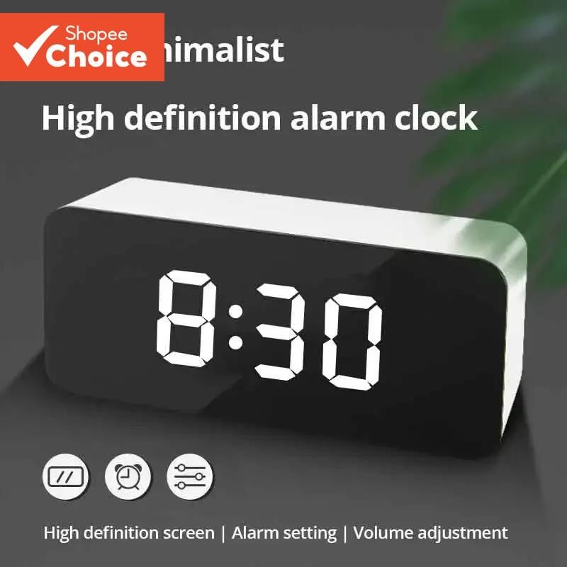 1Pc Relógio De Mesa Espelhado LED Branco Soneca Mostrador De Tempo Luz Nocturna USB Despertador Decoração De Casa