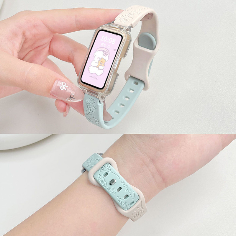 Pulseira De Silicone Gravada De Girassol Com Capa Para Samsung Galaxy Fit 3 Smar