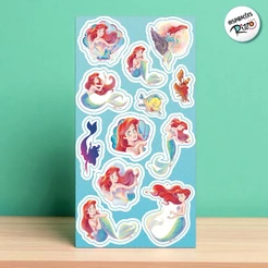 Adesivo Decorativo - Ariel - 12 unidades - Disney Original - Rizzo