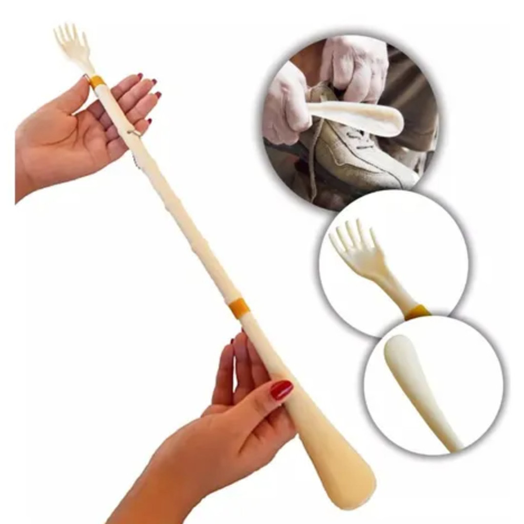 Calçador + Coçado De Costa Bege Plástico 47cm