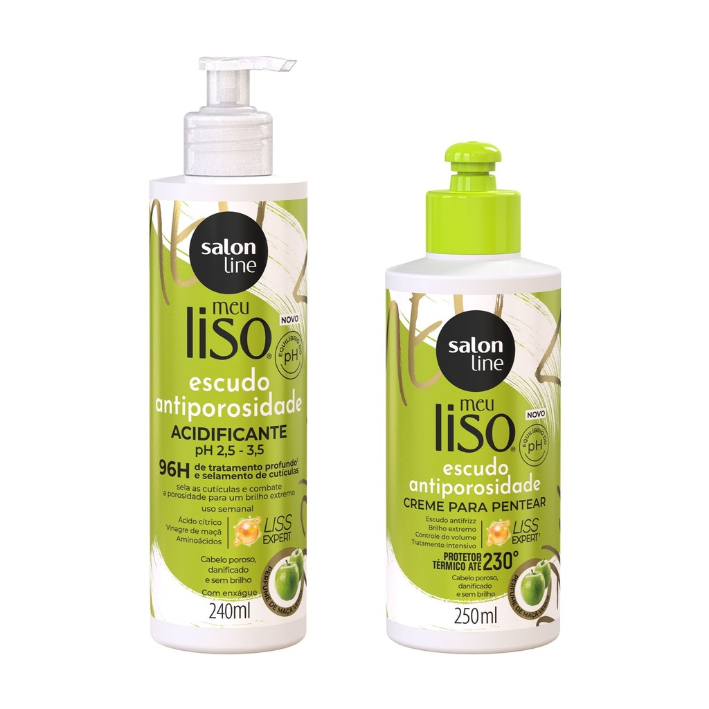 Kit Creme para Pentear + Acidificante Meu Liso Antiporosidade - Beauty