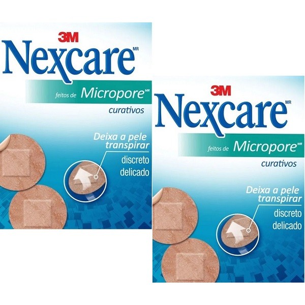 Kit com 2 Caixas de Curativos Feitos de Micropore Nexcare Redondo em Oferta na Shopee