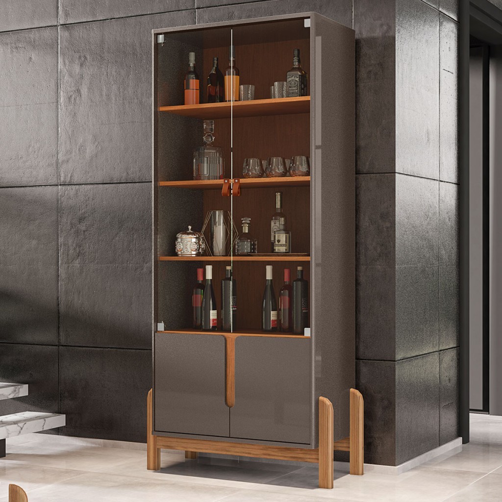 Cristaleira Lizz 2 Portas 3 Prateleiras em Oferta na Shopee