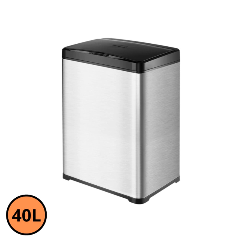 Lixeira Automática 40 L Sensor Aço Em Inox Preta Branca Banheiro Cozinha Escritório Prática Moderna.