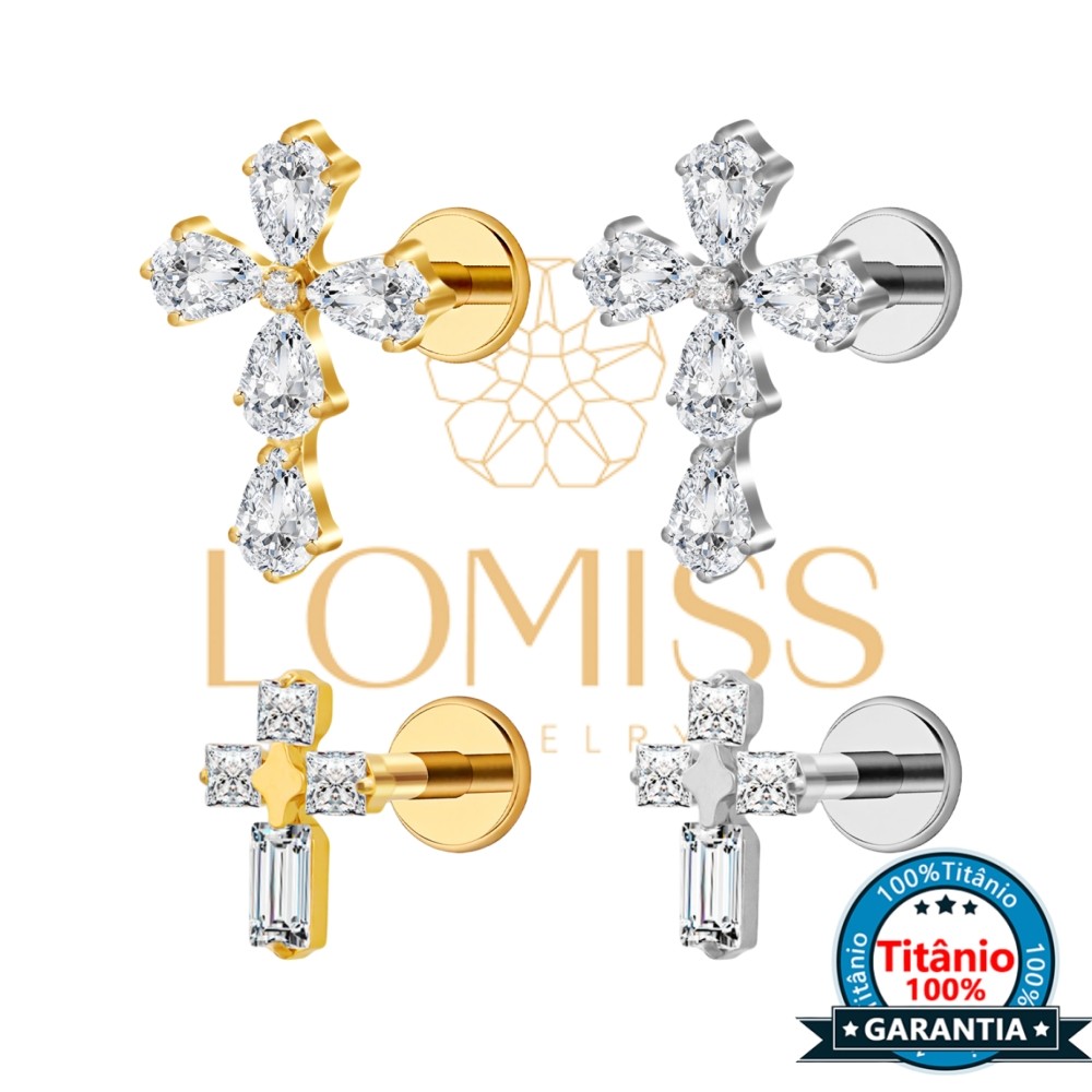 Piercing Labret Titânio Pvd Cruz Zircônia Ponto De Luz Nariz Orelha Helix Tragus Conch Nostril Brinco Piercing Trágus em Oferta na Shopee