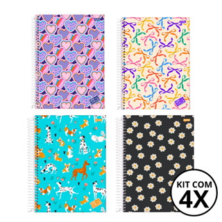 Kit 04 Cadernos Universitário 1 Matéria 80 Folhas Stella - Jandaia CAPA:Coração/Laço/Cachorro/Flor em Oferta na Shopee