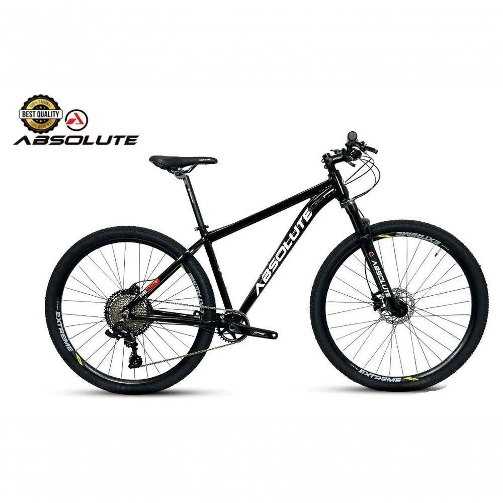 Bike Aro 29 Nero 5 Peças Inteira Absolute 12v Hollowtech Freio Hidráulico K7 11-52 Garfo Trava Guidão - Preto Tam.17