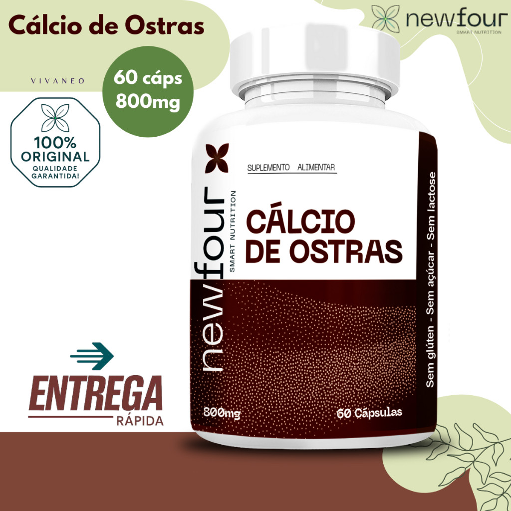 Cálcio de Ostra 800mg 60 Cápsulas - New Four