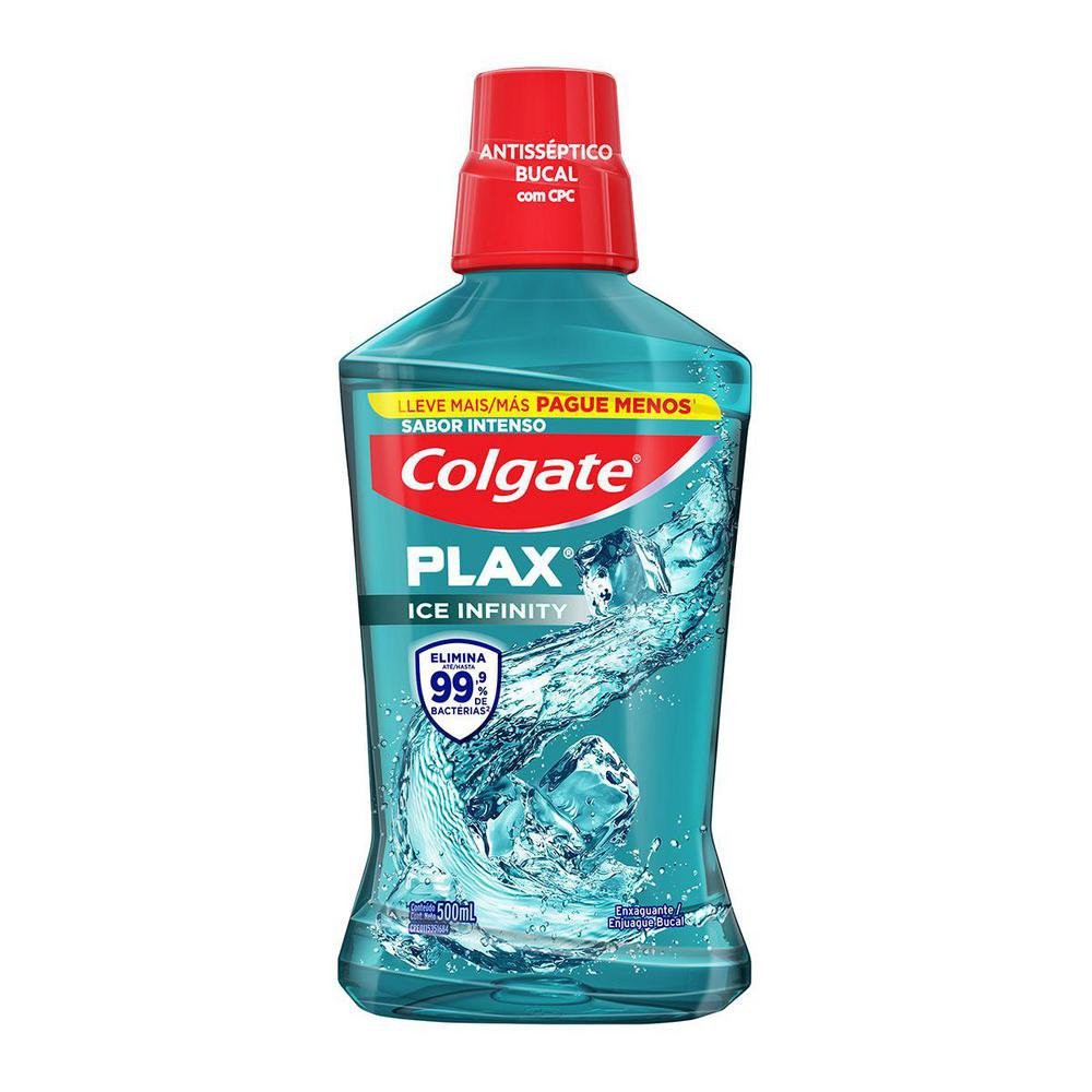 Enxaguante Bucal Colgate Plax Ice Infinity  Refrescância Leve 500ml Pague 350ml - Health