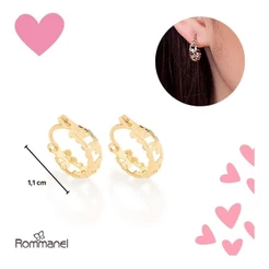 Brinco Argola Com Detalhes Lua E Estrela Rommanel Original Banhado a Ouro 523350