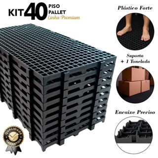 Kit 40 Peças Palete Pallet Estrado Piso Plastico 25x50x2,8cm Antiderrapante Robusto Super Reforçado em Oferta na Shopee