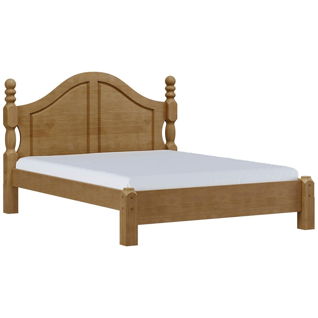 Cama Casal Clássica Queen 160cm Pé Madeira Eduarda Freijó F07 - Mpozenato