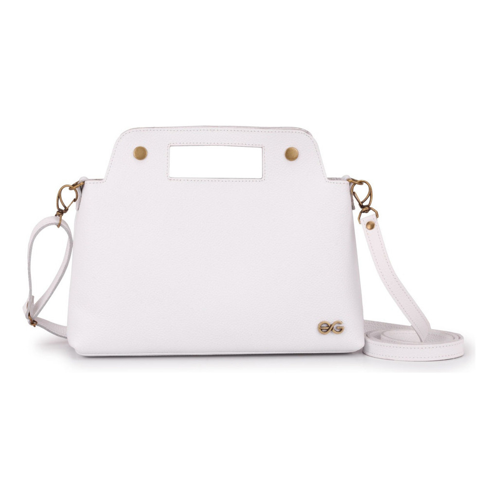 Bolsa Feminina Transversal Branca Média 100% Couro Legítimo