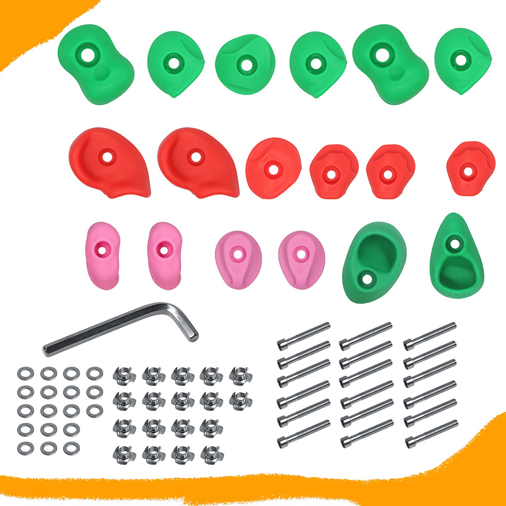 18 peças Suportes de Escalada, Kit de Escalada Multicolorido, Conjunto de Escalada para Internos E Externos