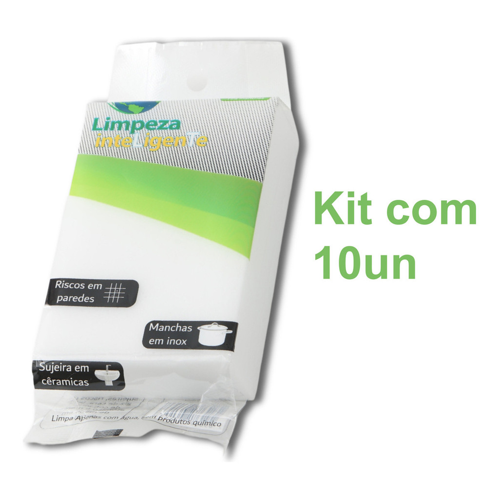 Kit 10 Esponja Mágica Melamina Limpa Tudo Tira Manchas