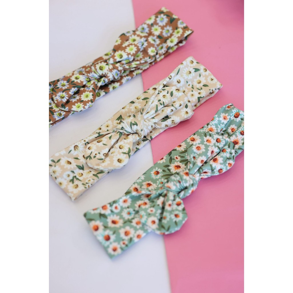 kit  3 faixas / Tiaras  Esportivas Femininas Elásticas de tecido turbante Flor