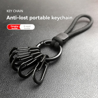 Chaveiro de Metal Preto de Alta Qualidade Original, Anel de Chave com 8 Caracteres, Pingente de Fivela, Chaveiro Multius
