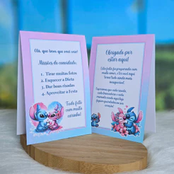 10 a 30 Plaquinhas de mesa STITCH E ANGEL cute fofo - Centro de mesa Lembrancinha de festa infantil