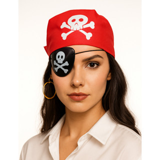 Kit Acessórios Pirata Brinco Tapa Olho Bandana Halloween Carnaval 3 Pçs em Oferta na Shopee