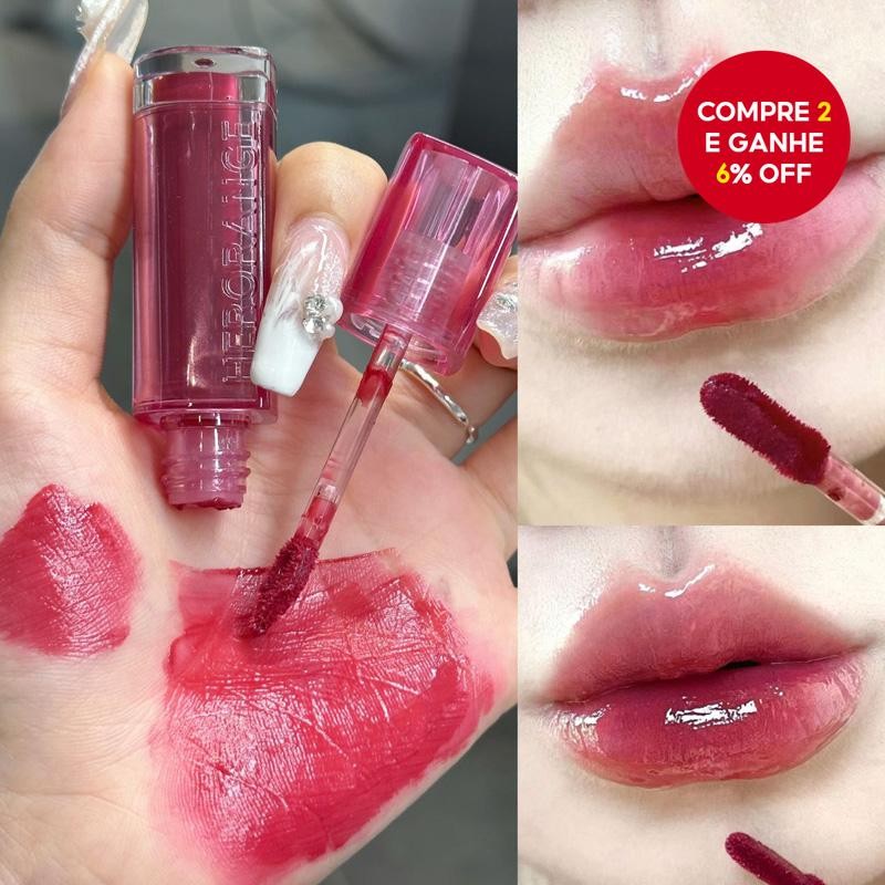 HERORANGE Batom Líquido com Efeito Espelhado, Longa Duração, Alta Pigmentação, Não Transfere, Brilho Hídrico.
