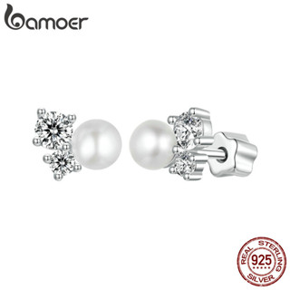 Brincos De Fita Bamoer 925 Sterling Stud Moissanita Cintilantes Jóias MSE066 em Oferta na Shopee