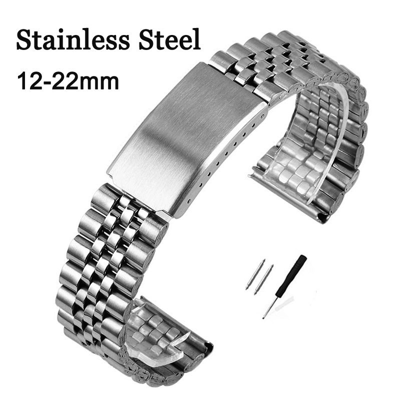 Pulseira de relógio de aço inoxidável de transporte rápido para Seiko Diving Diver Skx007 Skx009 Atum 12 14 16 18mm 20mm 22mm Pulseira Universal Mulheres Homens Pulseira Cinto de Pulso de Negócios