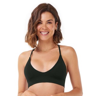 Sutiã Top Nadador Alças Finas e Reguláveis Com Bojo Removível Sem Costura Preto em Oferta na Shopee
