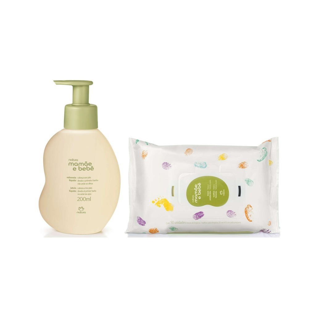 Mamãe e Bebê Sabonete Líquido 200ml + Lenço c/ Fragrância 50fls - Natura