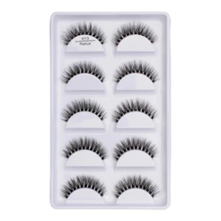 Cartela com 5 pares de cilios postiços naturais modelo - H13 PREMIUM (BASE TRANSPARENTE)