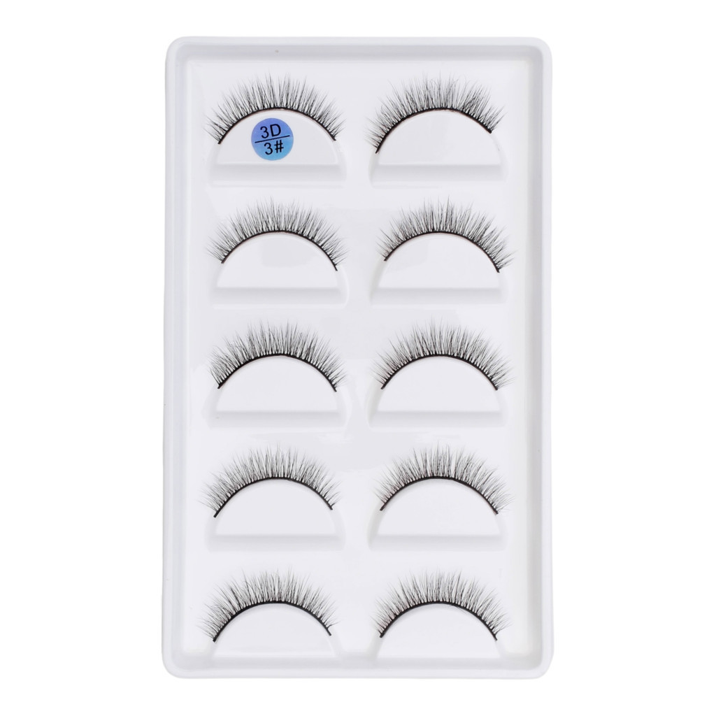 Cartela com 5 pares de cilios postiços naturais modelo - 3#