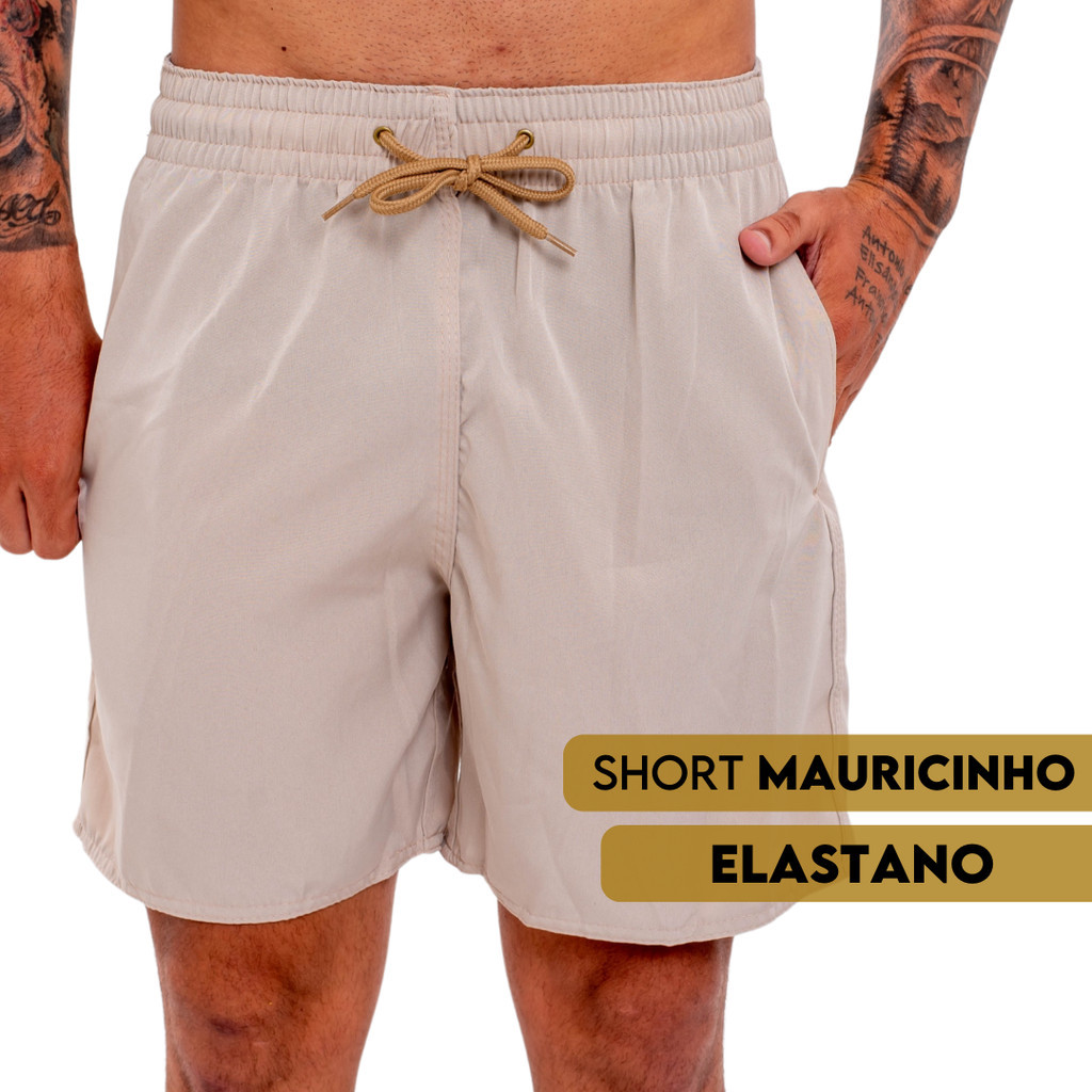 Bermuda Short Mauricinho Modelagem Premium Elastano Liso Versátil para Treino Praia Passeio