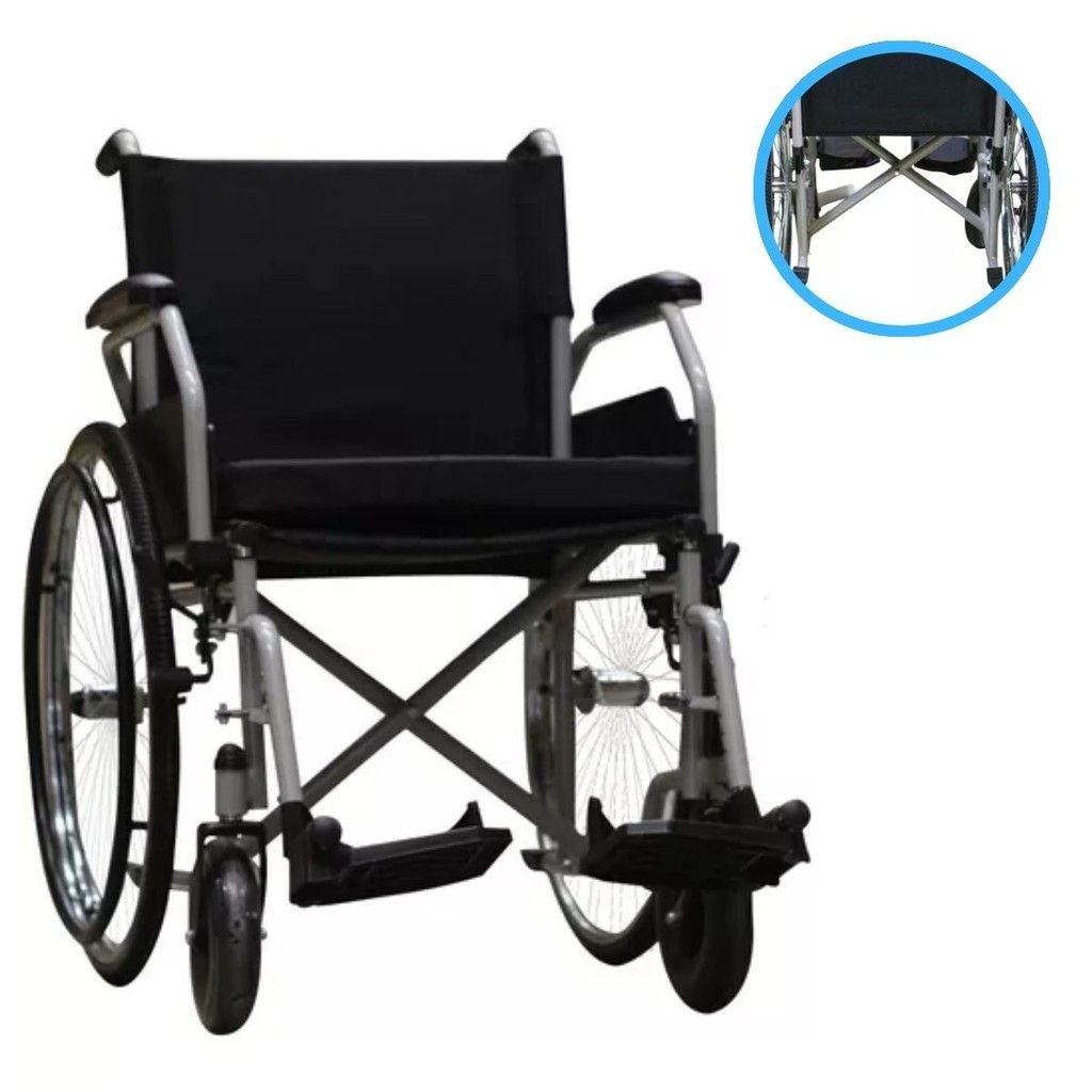 Cadeira de Rodas Dobrável 120kg Pés Rebatíveis Health Clean
