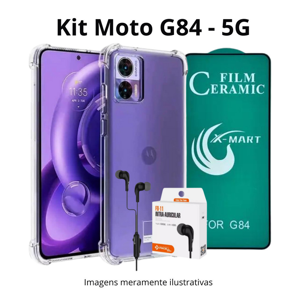 Kit Capa Anti Shock + Película 9D de Cerâmica  + Fone com Fio para Celular Motor