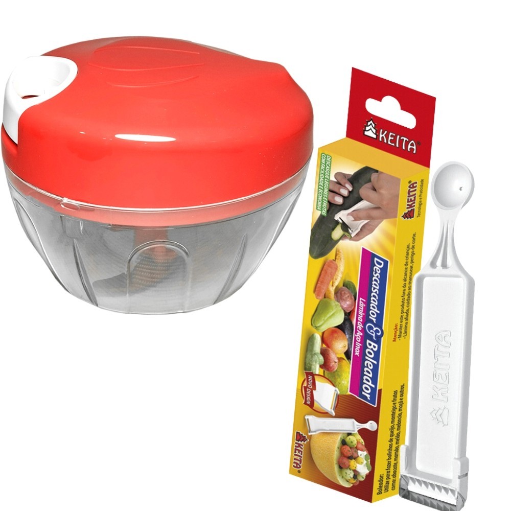 Kit Mini Processador Manual 3 Laminas e Descascador e Boleador Keita