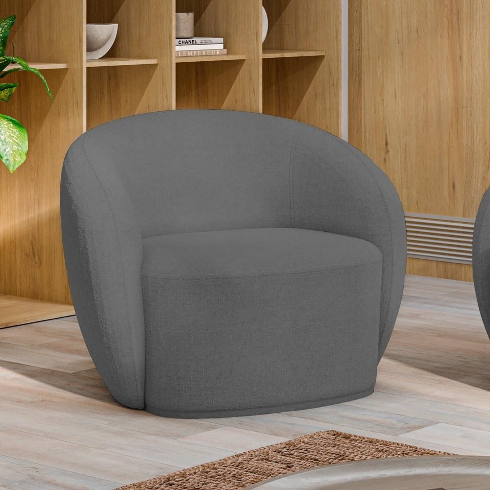 Poltrona para Sala de Estar Giratória Orgânica Garbin K04 Bouclê Cinza - Mpozenato