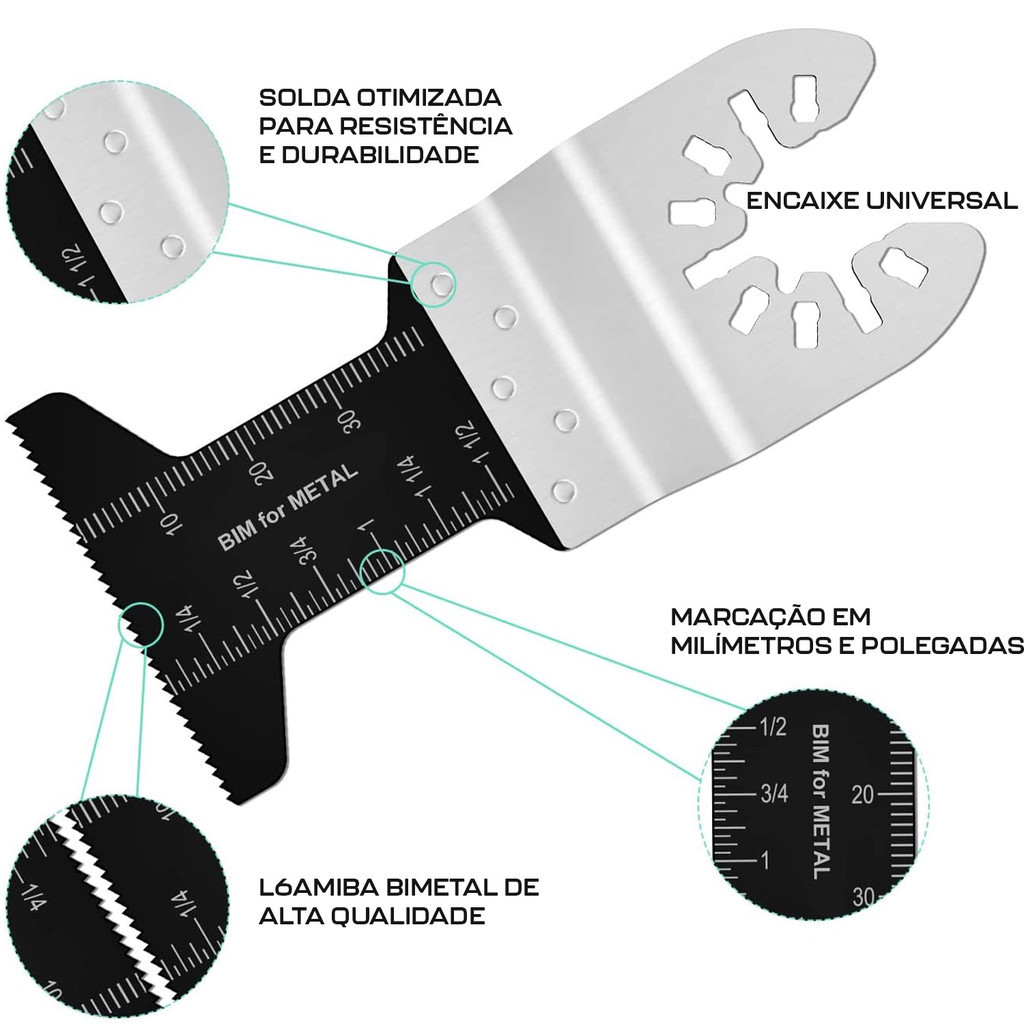 Lâmina de Serra Bimetal Oscilante Multiferramenta Multicorte Encaixe Universal Dremax