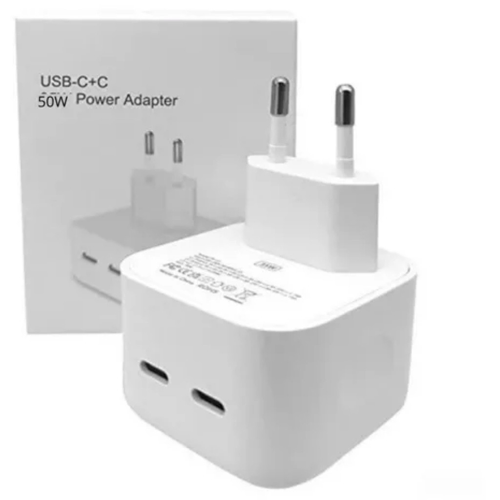 Fonte para Iphone Usb C 50w Turbo 2 Entradas Usb Tipo C iPhone 11/ 12/ 13/ 14/ 1